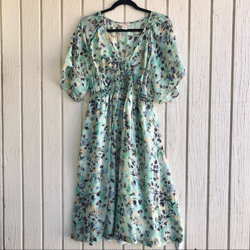 Sundance 100% Silk Floral MIDI Dress size 12